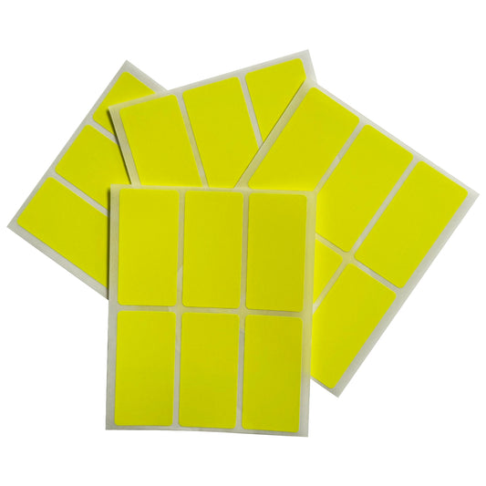 Pack of 24 Fluorescent Yellow 25x50mm Rectangular Labels - Adhesive Stickers