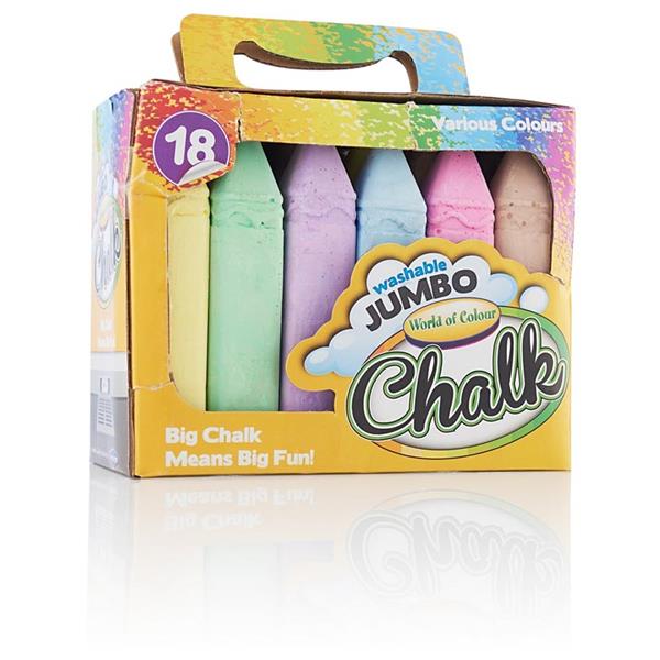 Box of 18 Jumbo Coloured Chalk by World of Colour