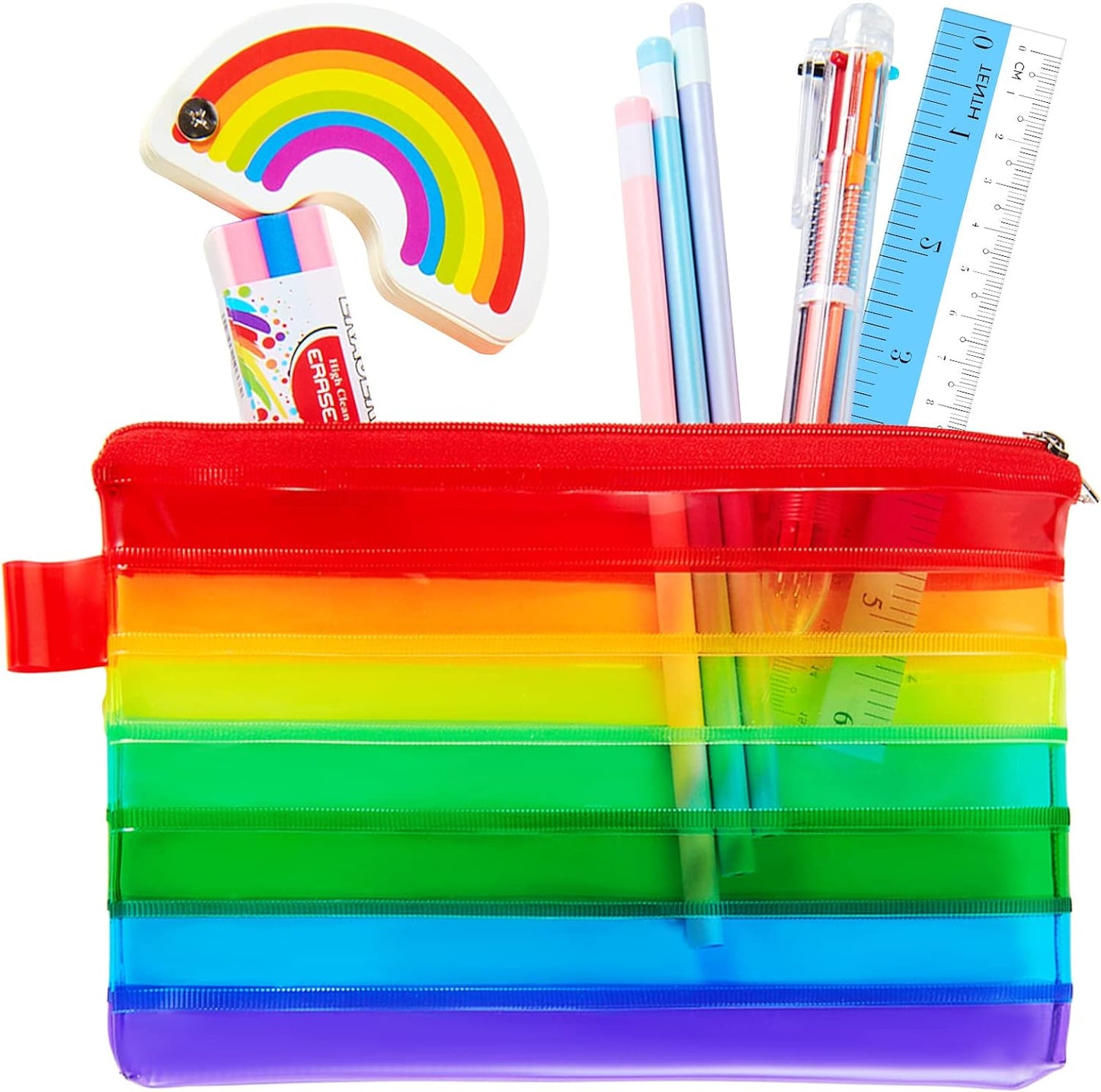 Rainbow Coloured Flat 8x4" Pencil Case - Zippy Bag