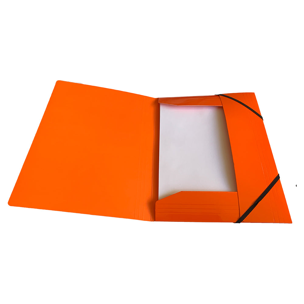 Janrax A4 Orange Laminated Card 3 Flap Folder with Elastic Closure