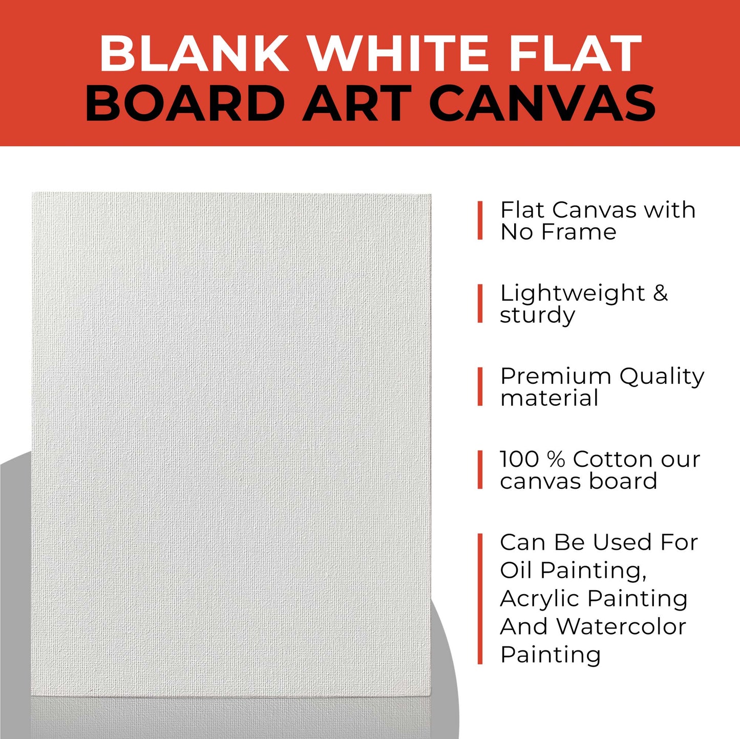 20x20cm Blank White Flat Stretched Board Art Canvas By Janrax