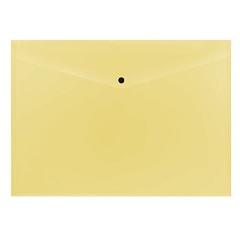 Pack of 12 Janrax A3 Yellow Document Wallets - Button Stud Folder