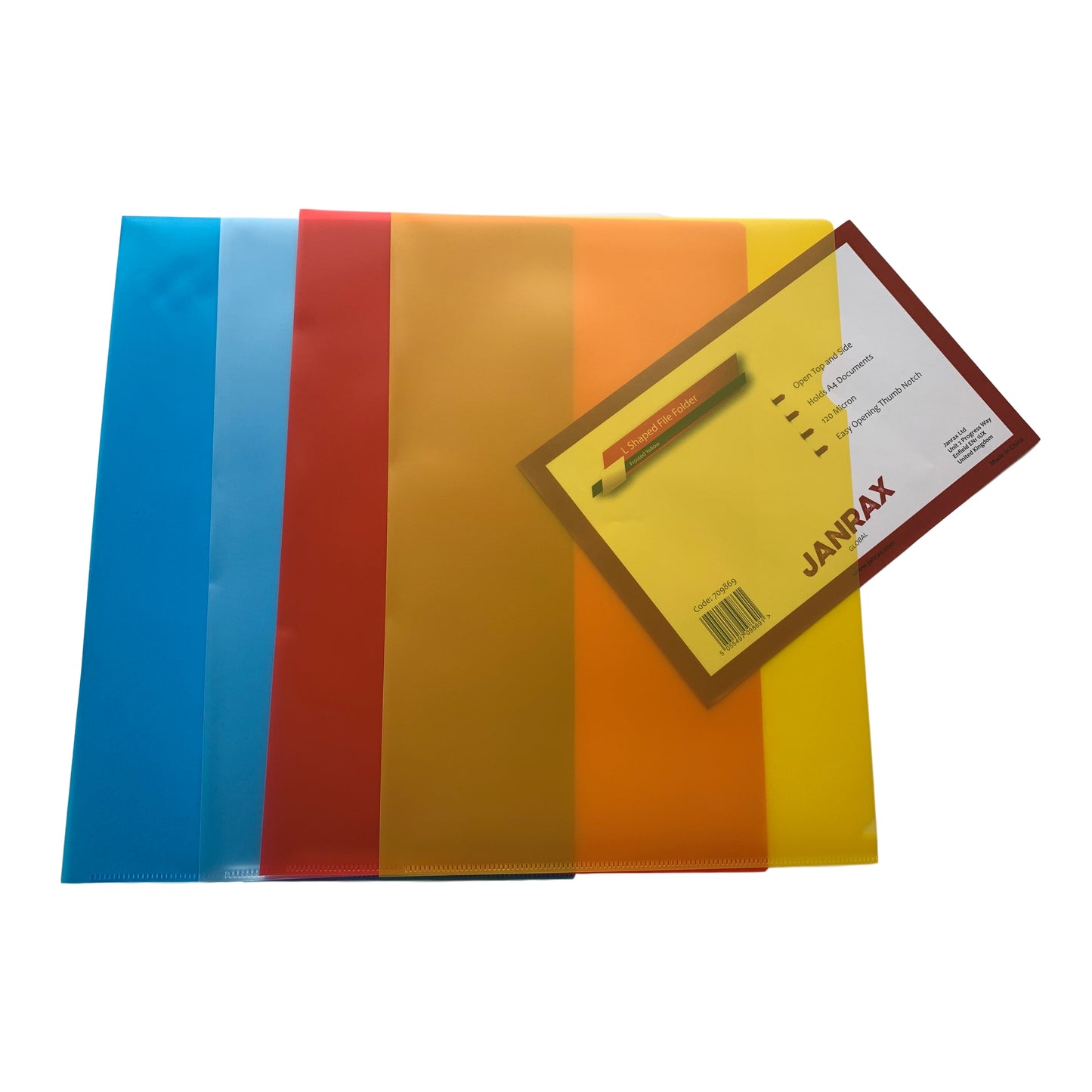 Pack of 200 A4 Assorted Colour L Shaped Open Top and Side Report File Folders