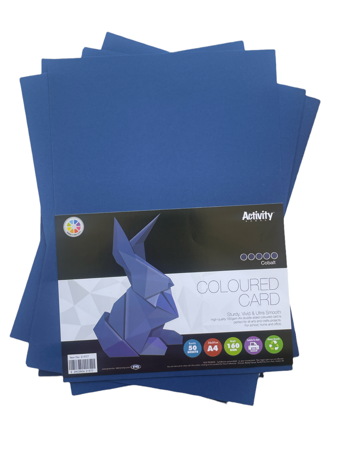 Pack of 50 Sheets A4 Cobalt Blue 160gsm Card by Premier Activity