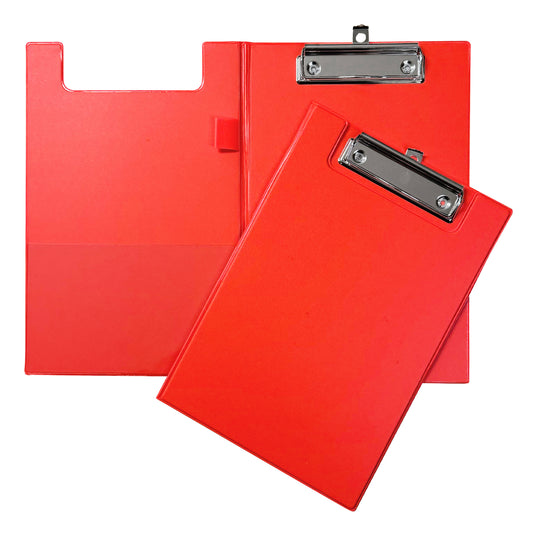 A5 Neon Orange Foldover Clipboard with Pen Holder