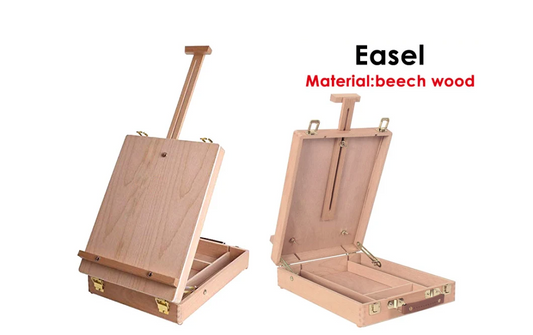 Beech Wood Table Top Adjustable Painting Tripod Easel with Storage Compartment