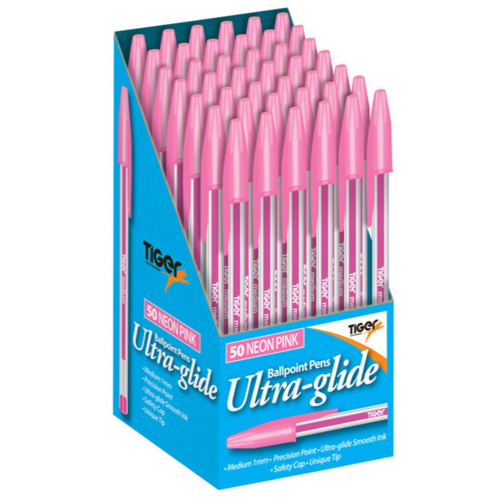 Box of 50 Ultra Glide Pink Ballpoint Pens 