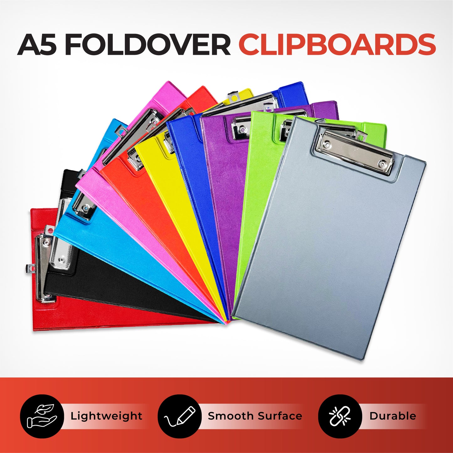 A5 Neon Green Foldover Clipboard with Pen Holder