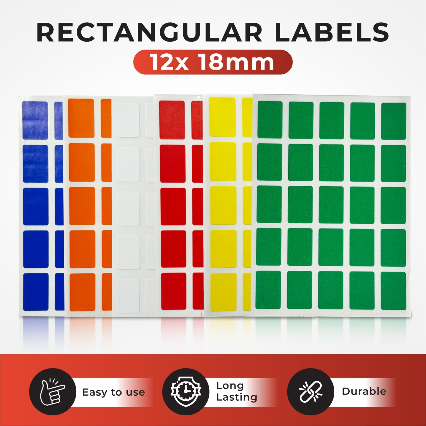 Pack of 125 Yellow 12x18mm Rectangular Labels - Adhesive Stickers