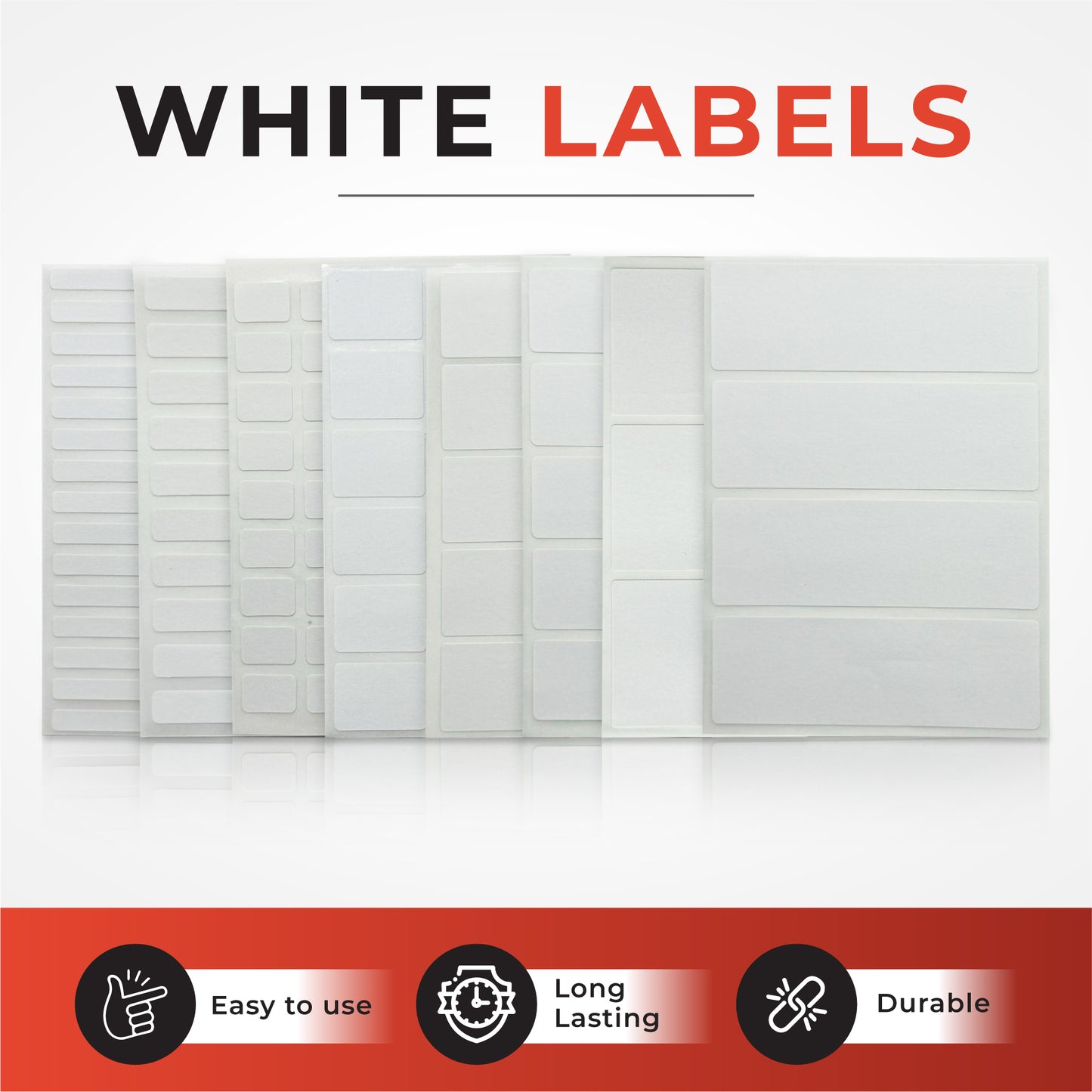 Pack of 294 White 9x16mm Rectangular Labels - Adhesive Stickers