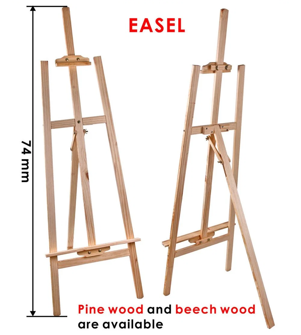 Beech Wood Antique Adjustable Painting Stand Display Tripod Easel 51 x 71 x 142cm