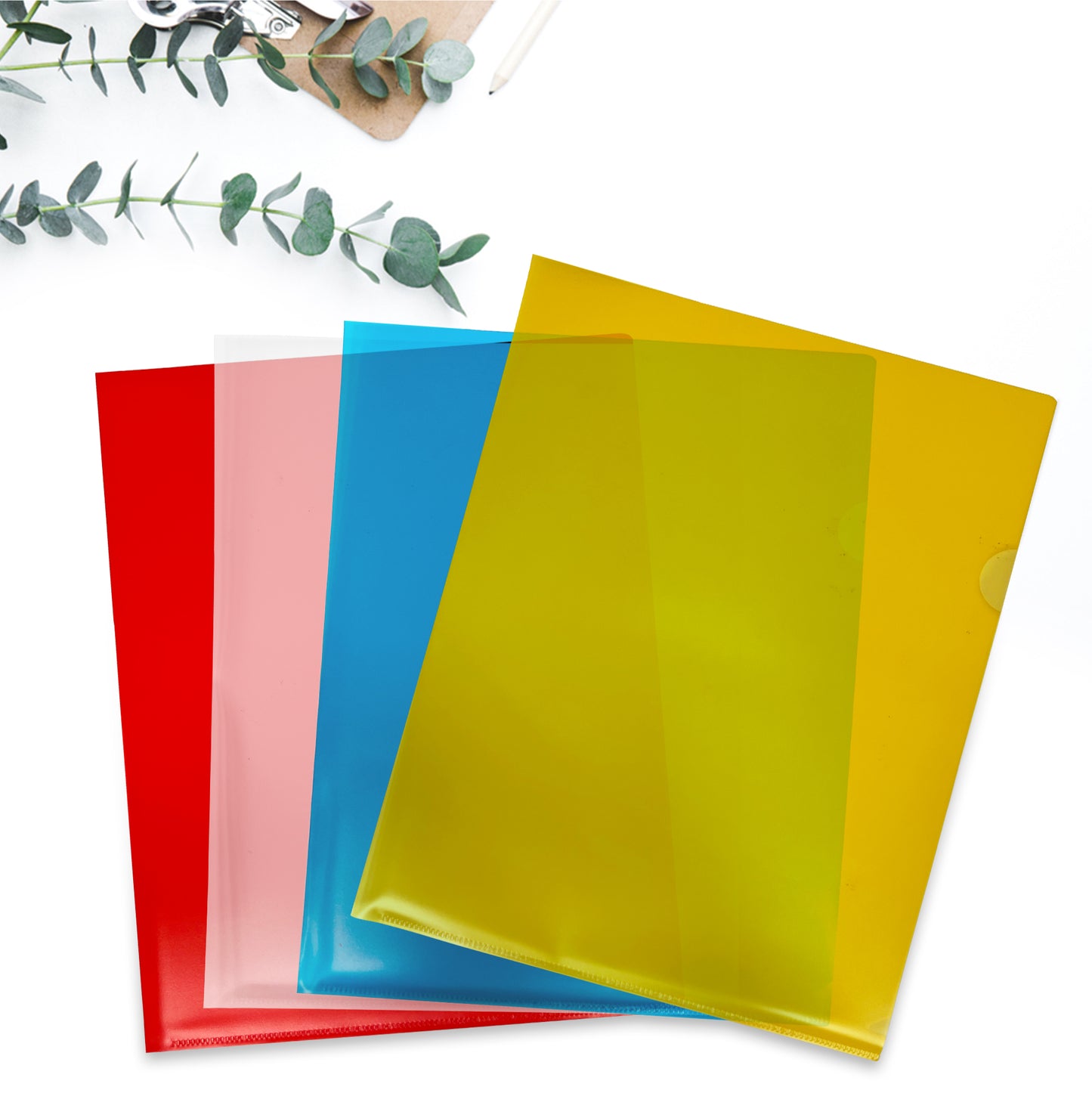 Pack of 200 A4 Assorted Colour L Shaped Open Top and Side Report File Folders