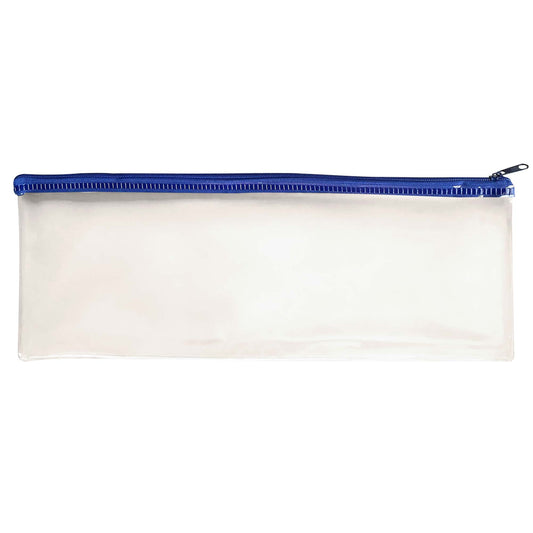 Janrax 13x5" Blue Zip Clear Exam Pencil Case