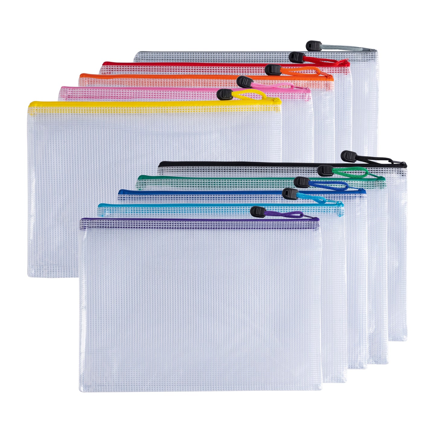 Pack of 12 A4 Blue PVC Mesh Zip Bags