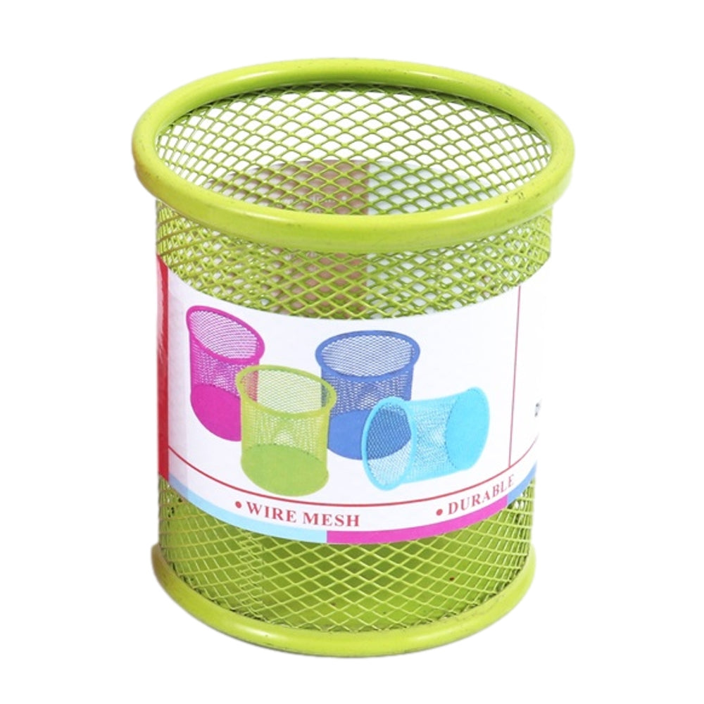 Green Wire Mesh Metal Pen Cup