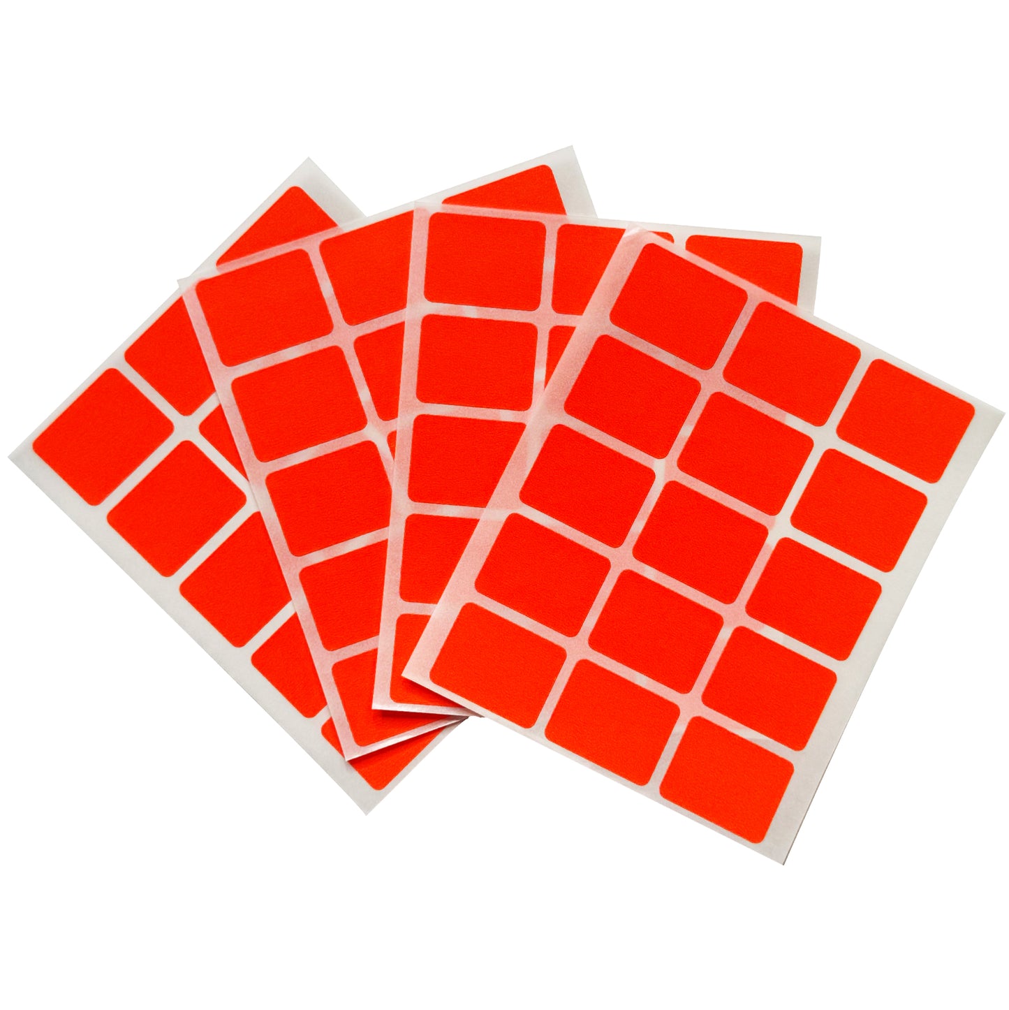 Pack of 60 Fluorescent Red 19x25mm Rectangular Labels - Adhesive Stickers