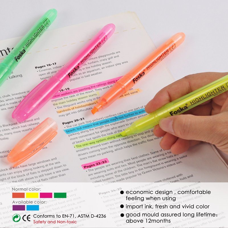 Pack of 12 Slim Orange Highlighter Pens - Chisel Tip