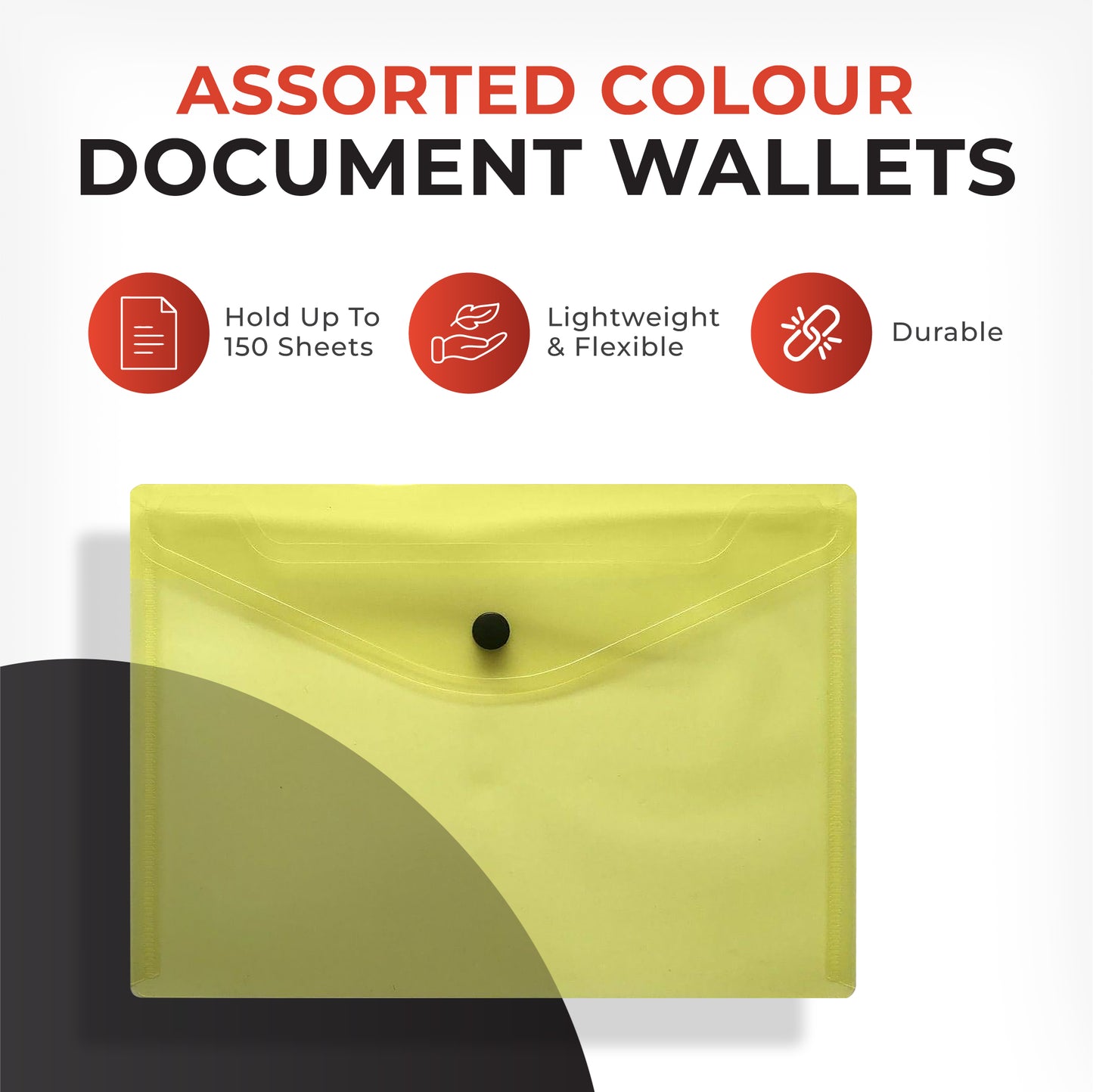 Pack of 12 Janrax A5 Red Document Wallets