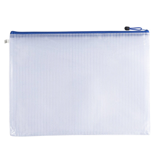 Pack of 12 A4 Blue Zip Strong Mesh Bags - Tough Waterproof Storage