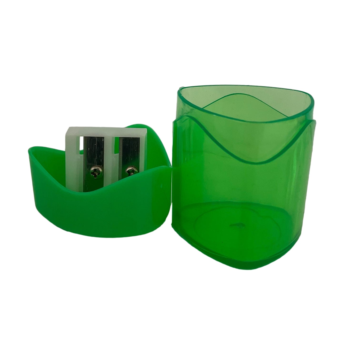 Pack of 12 Green Two Hole Sharpener with Canister