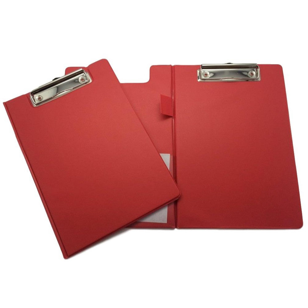 A5 Red Foldover Clipboard with Pen Holder