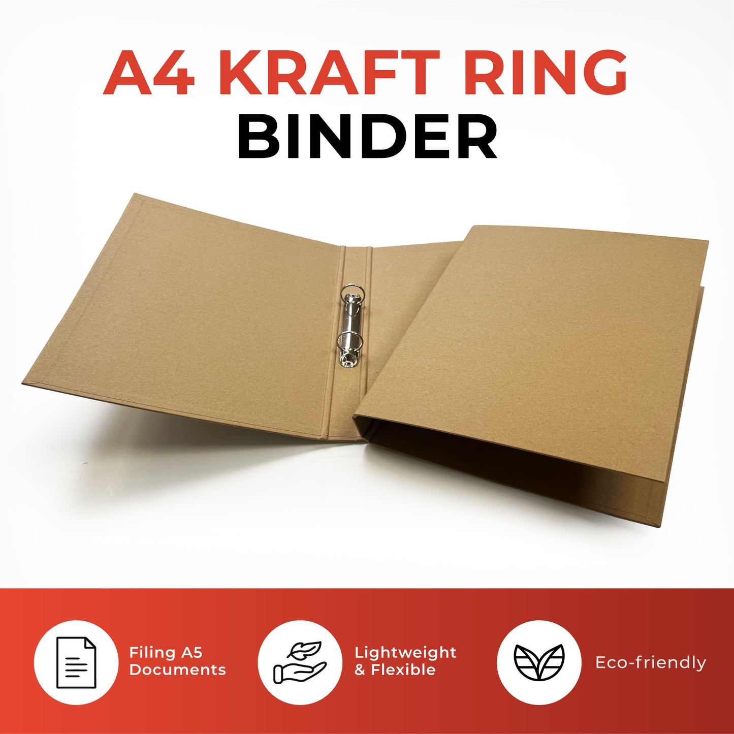 A4 Kraft Paperboard Ring Binder 2-O Ring