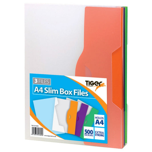 A4 Pack of 3 Slim Box Files 10mm