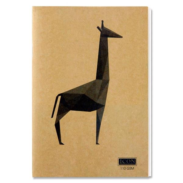 A4 80 Pages 110gsm Animalia Design Kraft Sketch Book by Icon Art