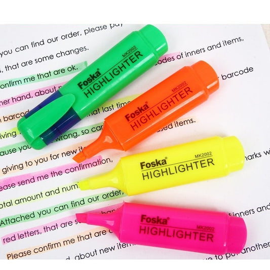 Pack of 10 Pink Coloured Highlighter Pens - Chisel Tip