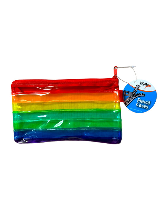 Rainbow Coloured Flat 8x4" Pencil Case - Zippy Bag