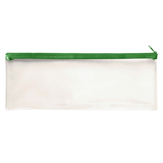 Janrax 13x5" Green Zip Clear Exam Pencil Case