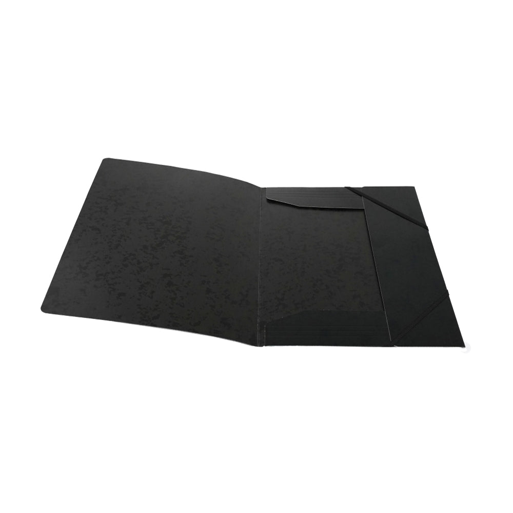 A4 Black Card 3 Flap Folder With Elastic Closure