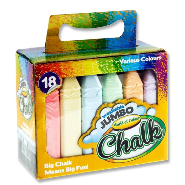 Box of 18 Jumbo Coloured Chalk by World of Colour