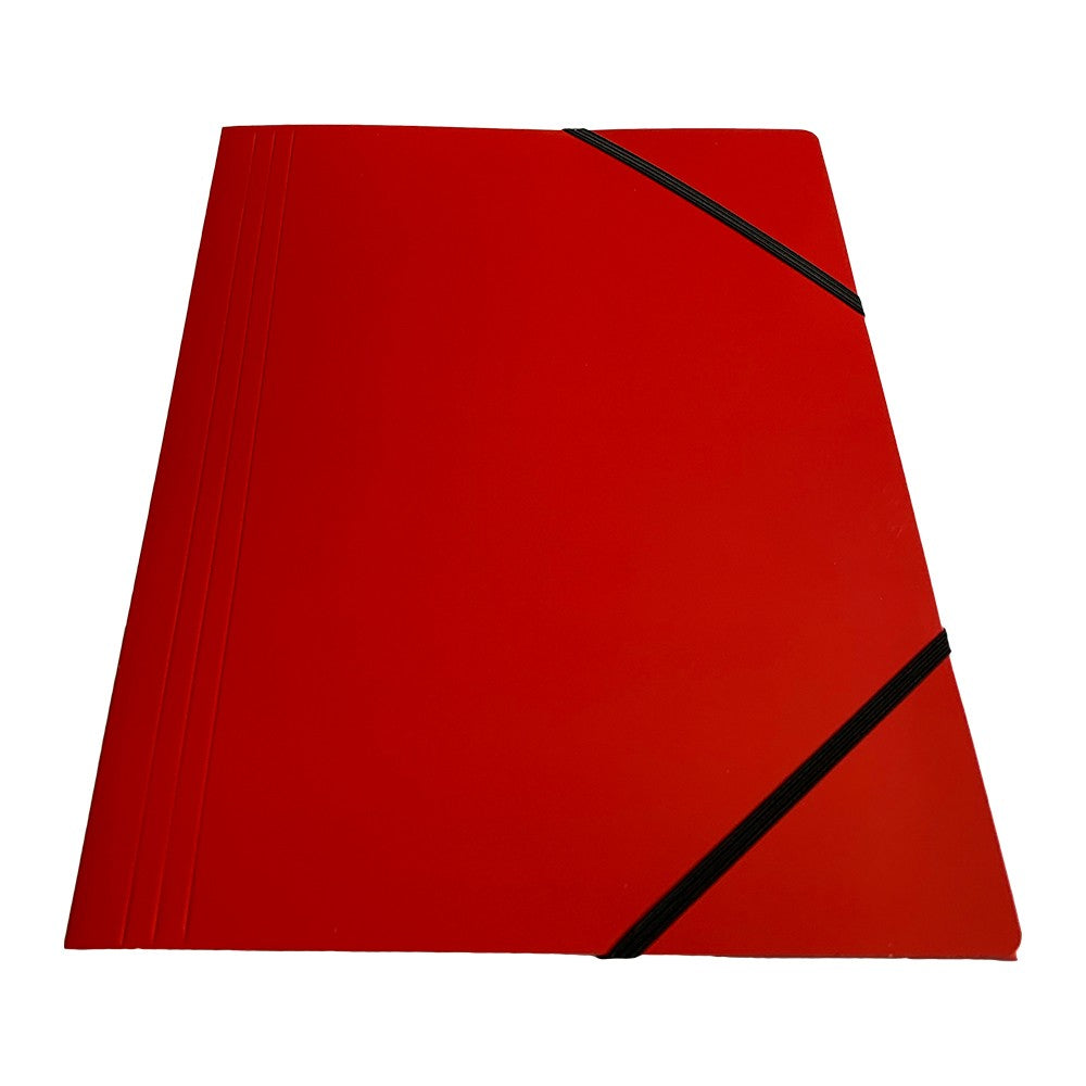 Janrax A4 Red Laminated Card 3 Flap Folder with Elastic Closure