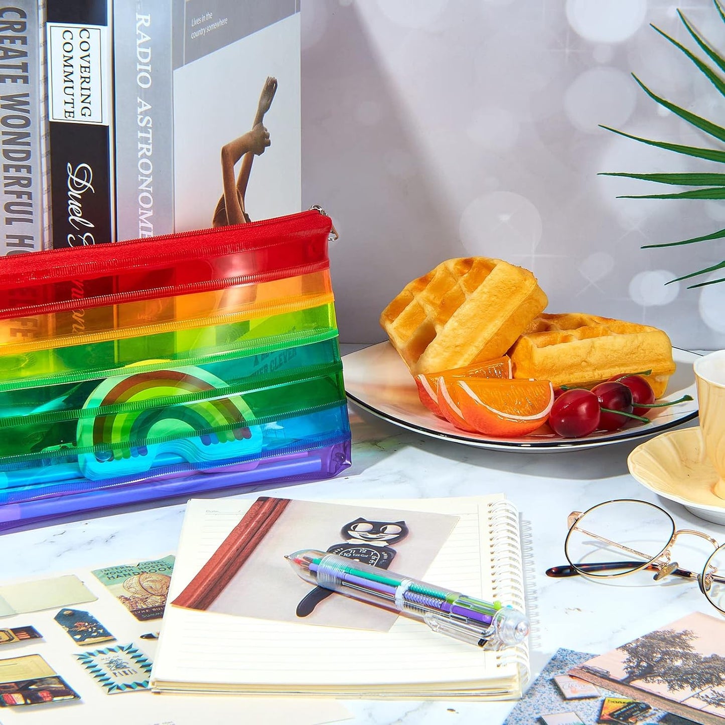 Rainbow Coloured Flat 8x4" Pencil Case - Zippy Bag