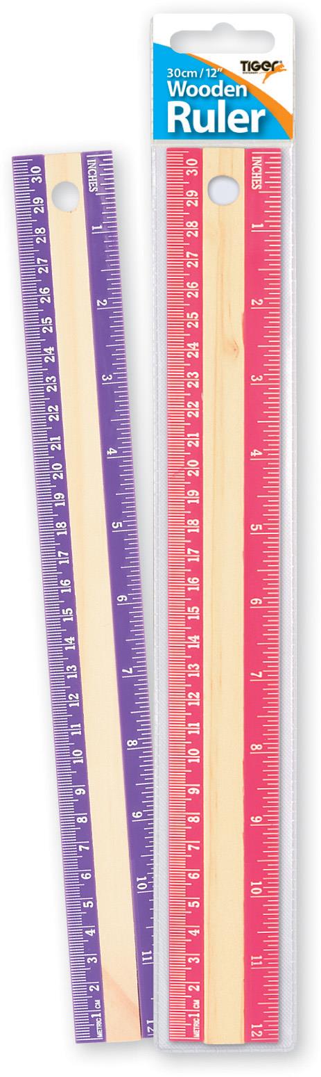 30cm Wooden Ruler Assorted Colours