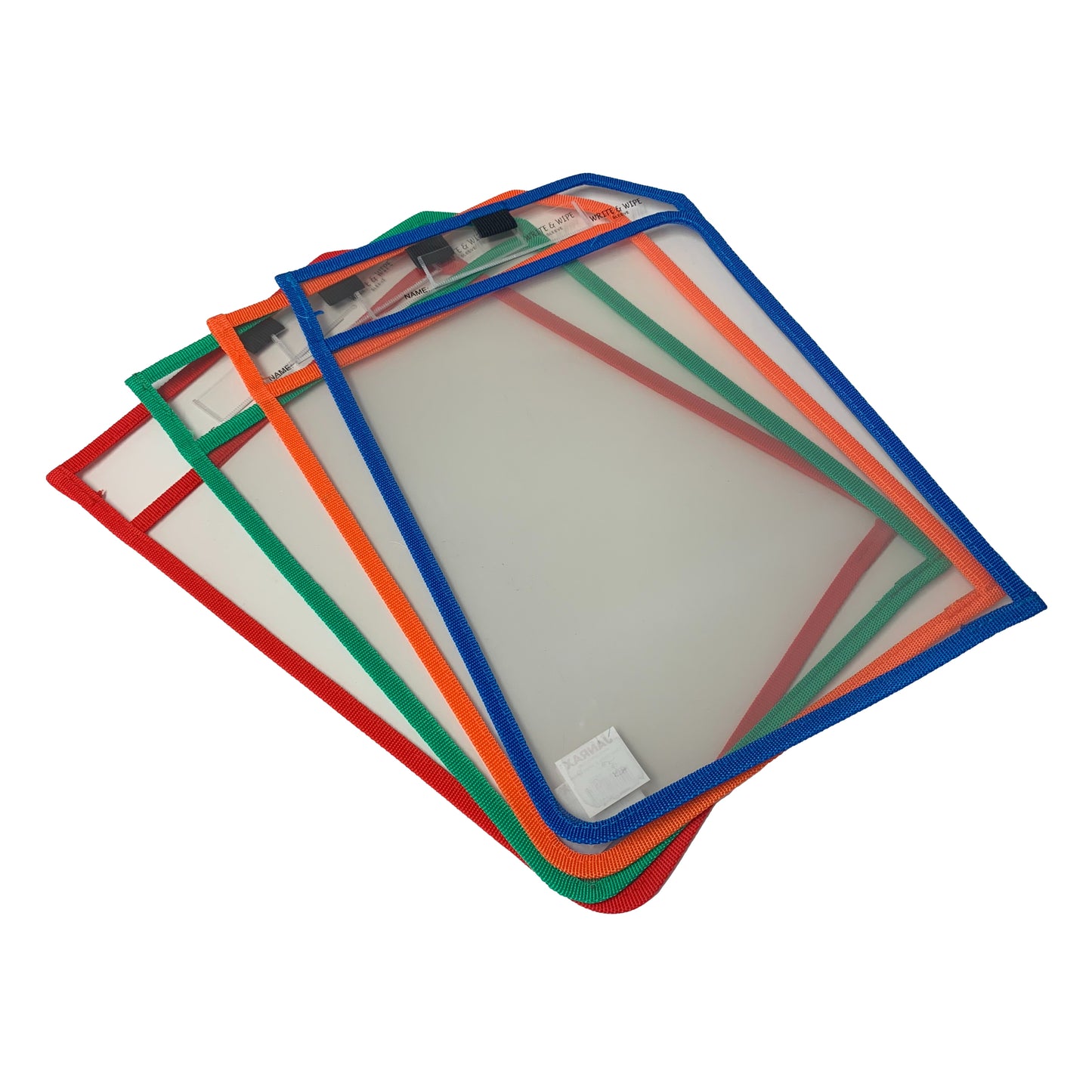 Orange Edge Clear Dry Erase Write and Wipe Reusable Sleeve Pocket