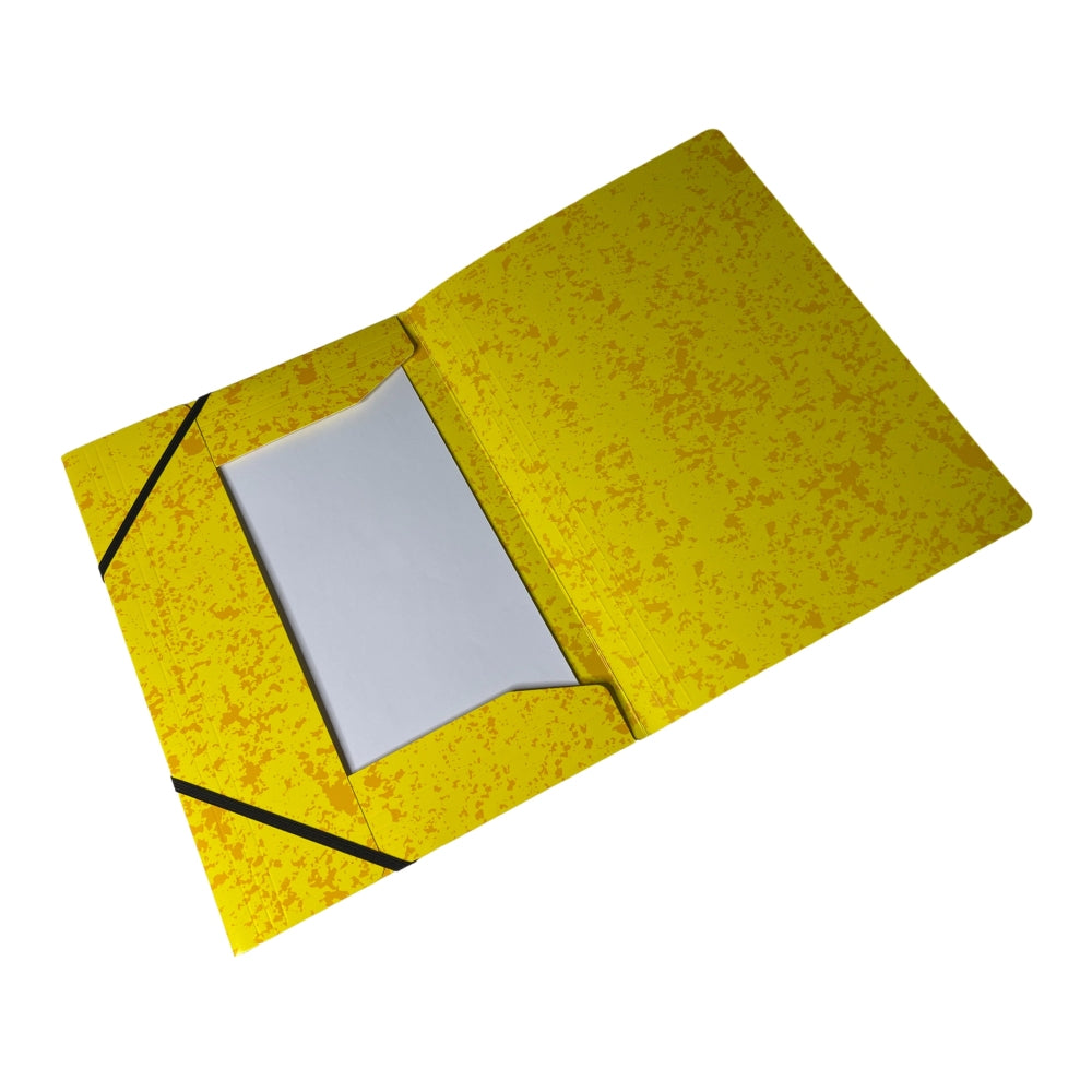 A4 Yellow Card 3 Flap Folder With Elastic Closure