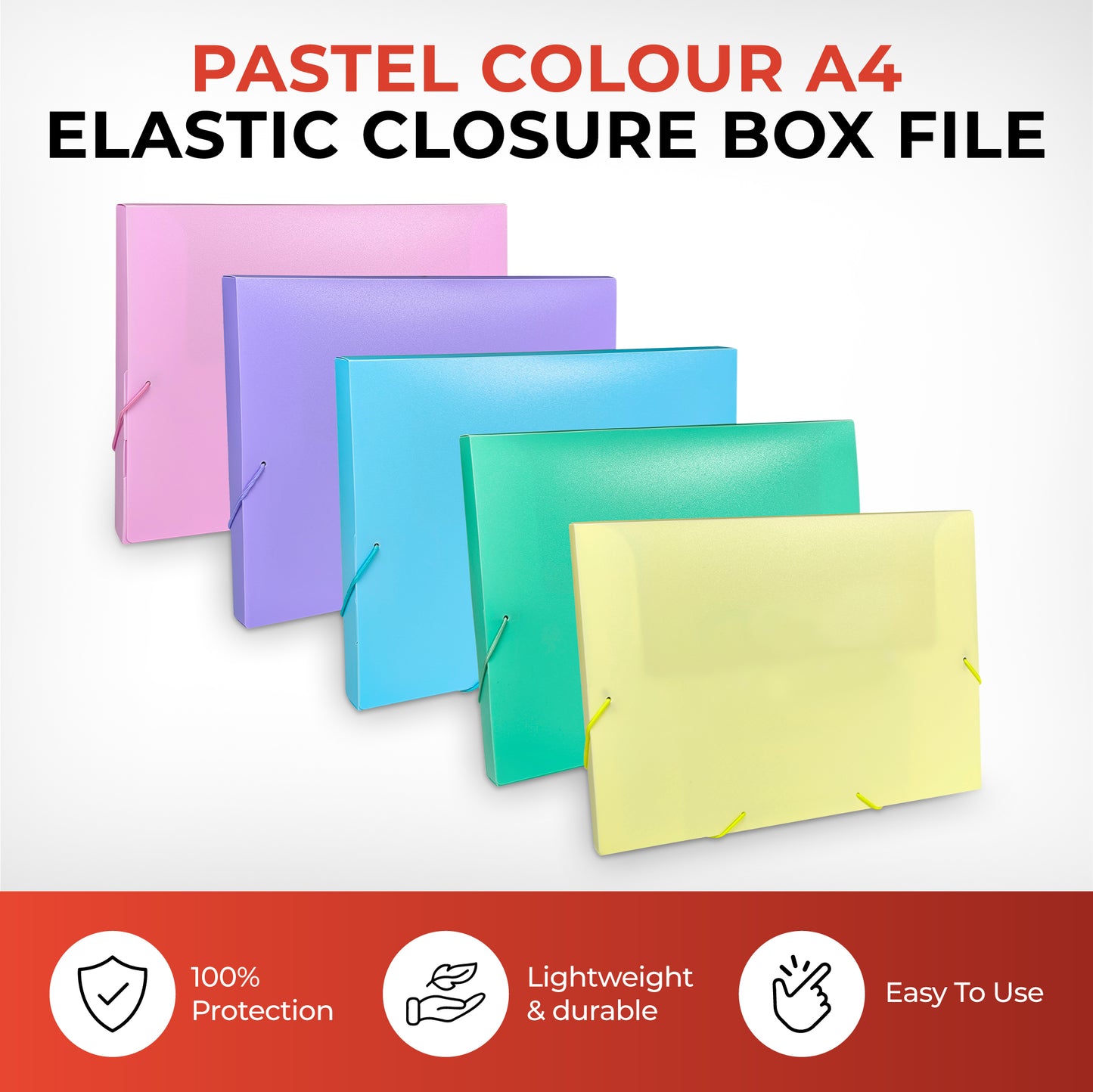 Pastel Blue A4 Elastic Closure Box File