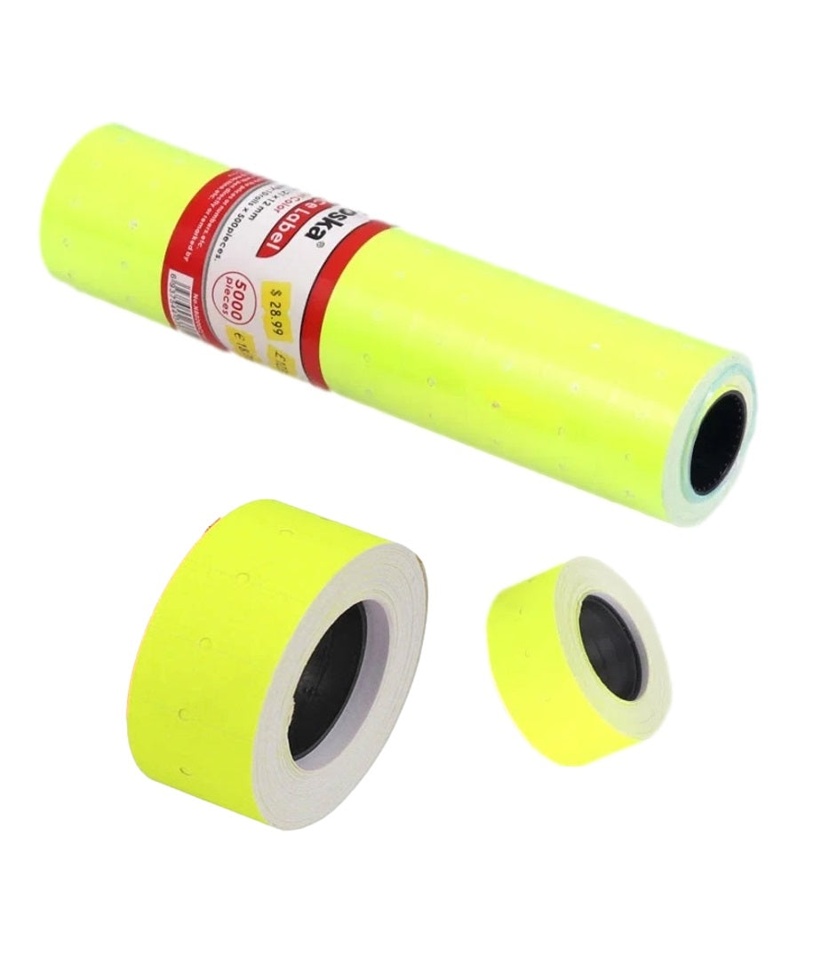 Pack of 10 Yellow Neon Adhesive Price Label Rolls (5000 Tickets)