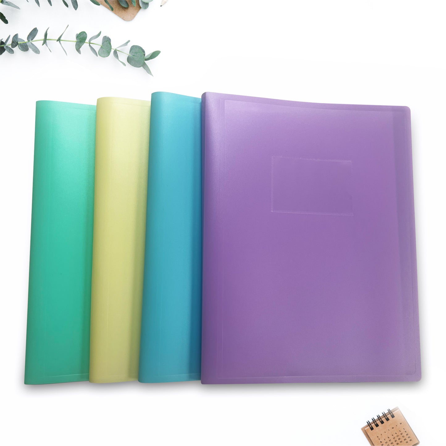 A4 Pastel Blue Coloured Flexicover 20 Pocket Display Book with Card Pocket