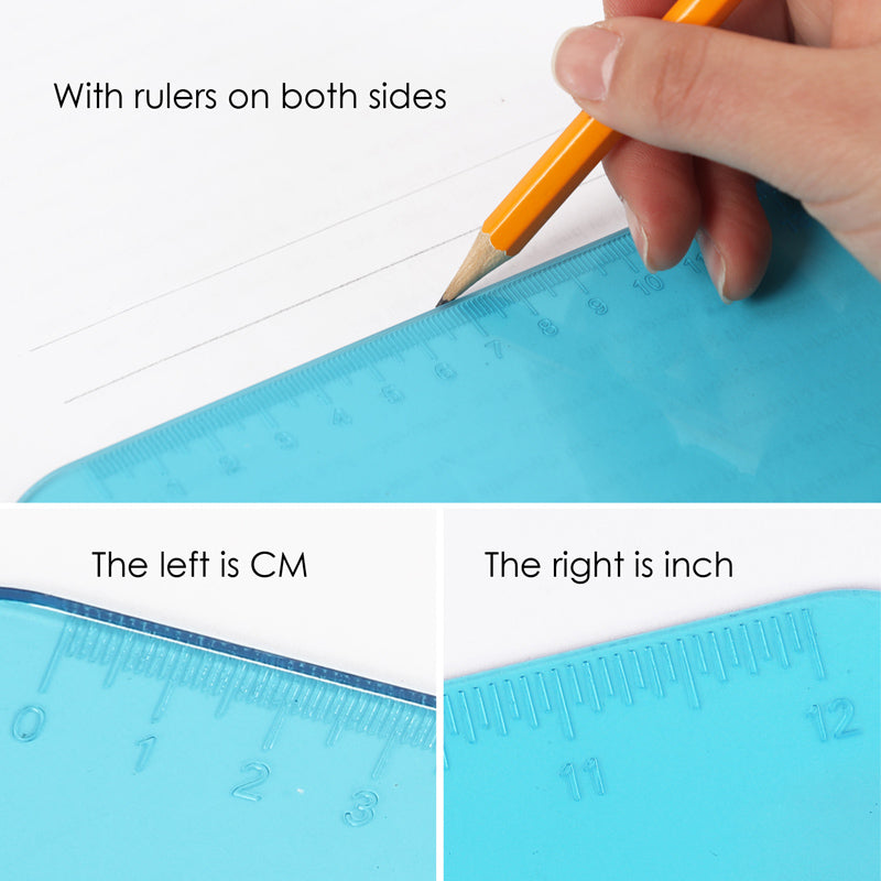 A4 Coloured Translucent Clipboard Writing Board with cm/Inch Engraved Ruler