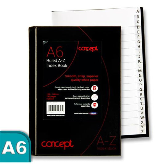 A6 192 Pages A-Z Index Hardcover Book by Concept