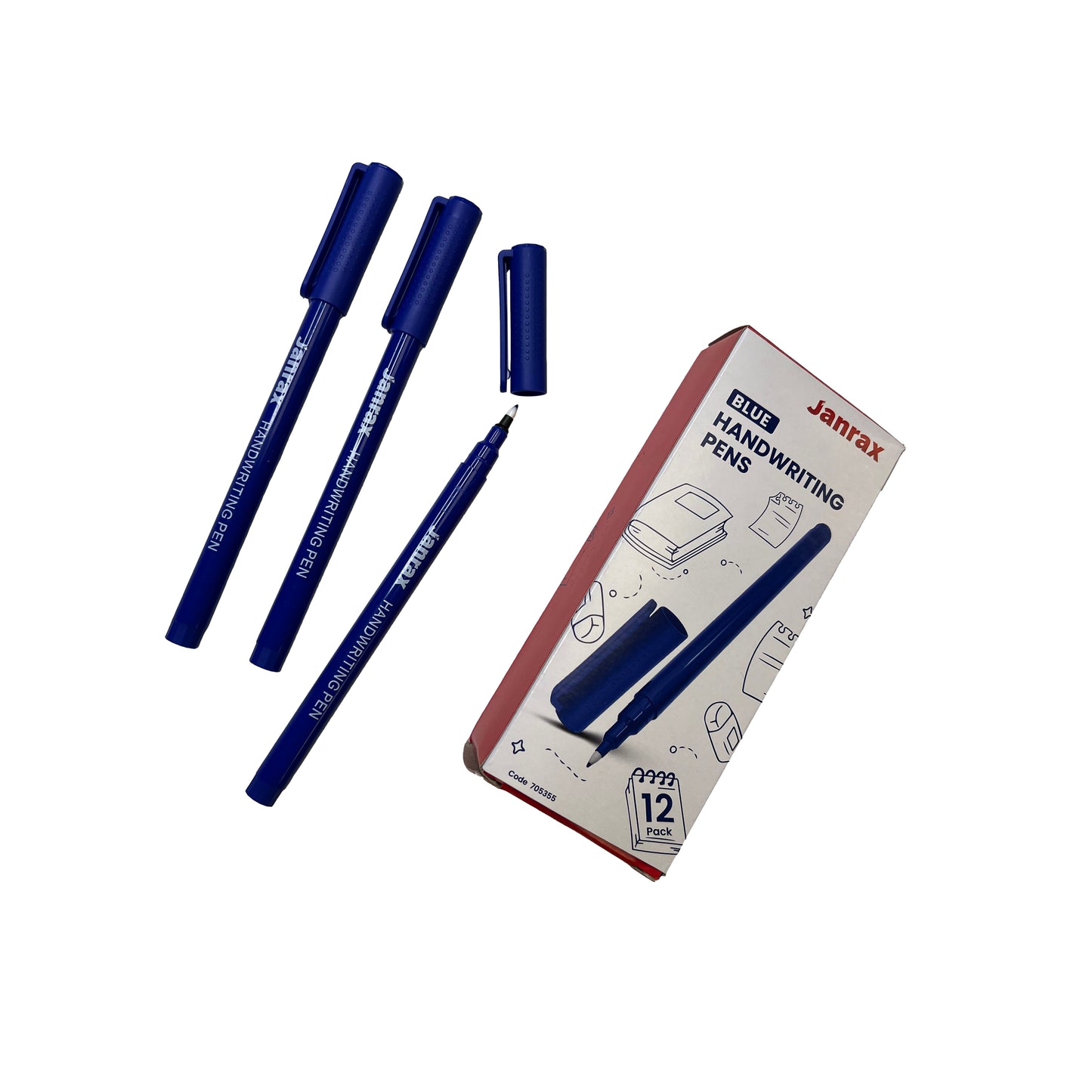 Pack of 12 Blue Handwriting Pens by Janrax