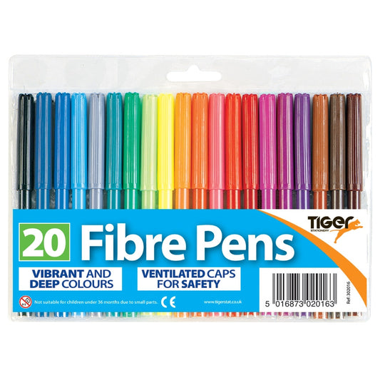 Wallet of 20 fibre tip pens