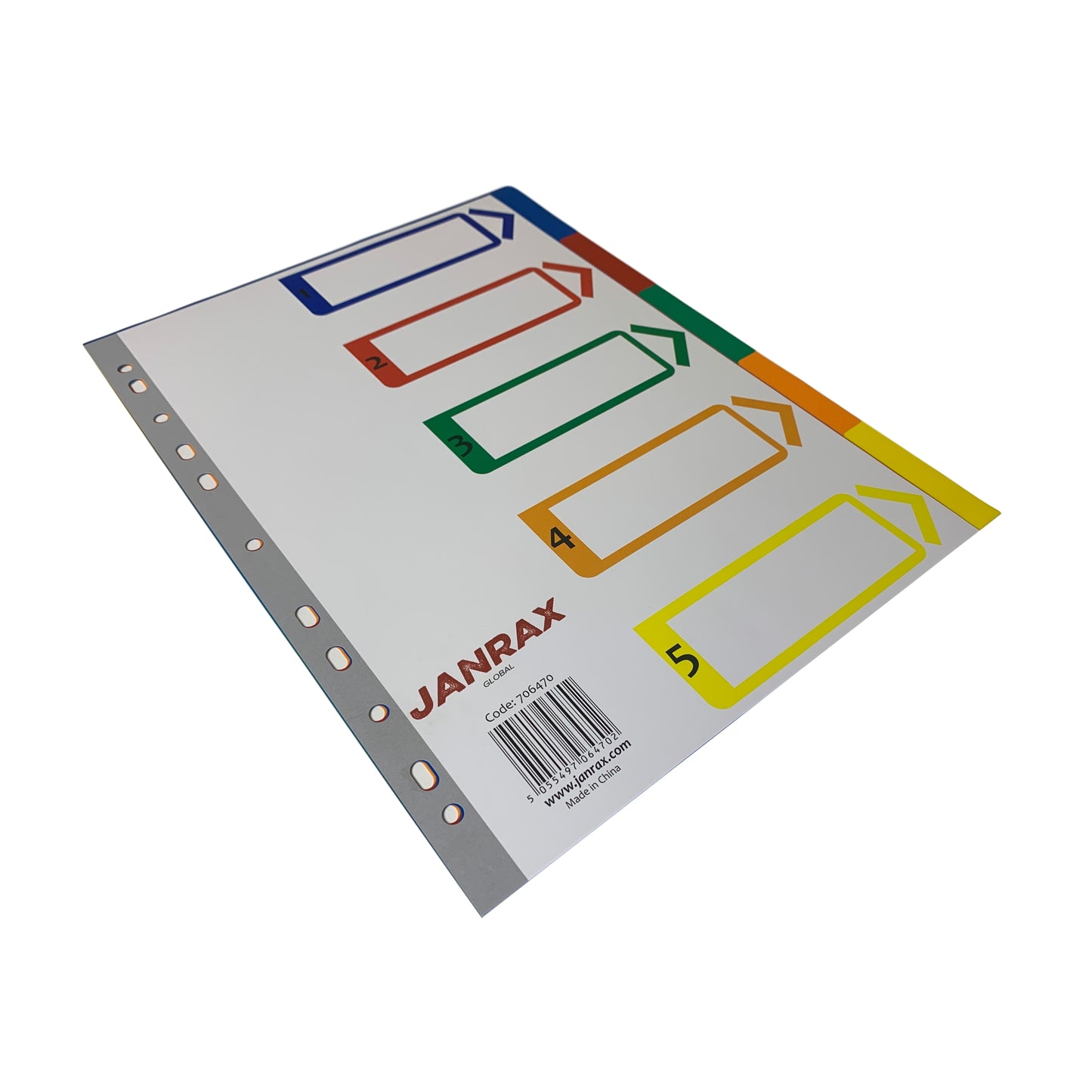 A4 5 Part Polypropylene Dividers with Reinforced Index Cover