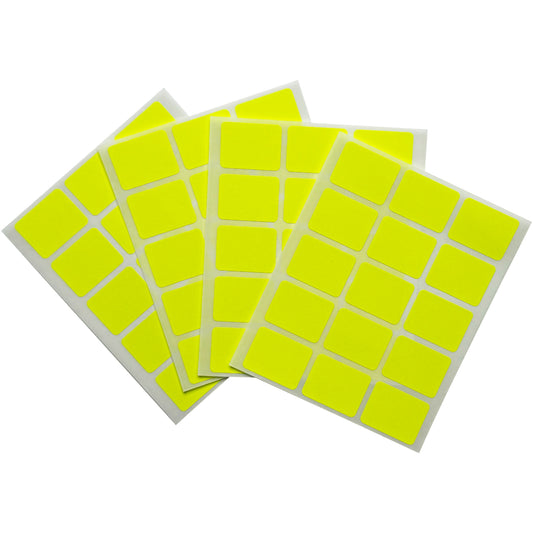 Pack of 60 Fluorescent Yellow 19x25mm Rectangular Labels - Adhesive Stickers