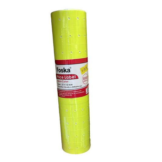 Pack of 10 Yellow Neon Adhesive Price Label Rolls (5000 Tickets)