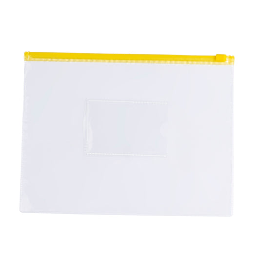 Pack of 12 A5 Clear Zippy Bags with Yellow Zip