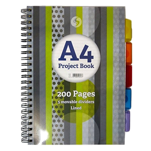 Silvine A4 5 Part Divider Project Book 200 Pages Notebook